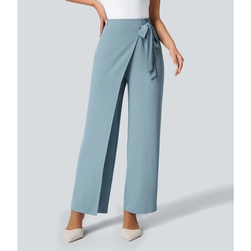 NWT Halara High Waisted Tie Side Wide Leg Work Pants Size Small - Picture 1 of 12